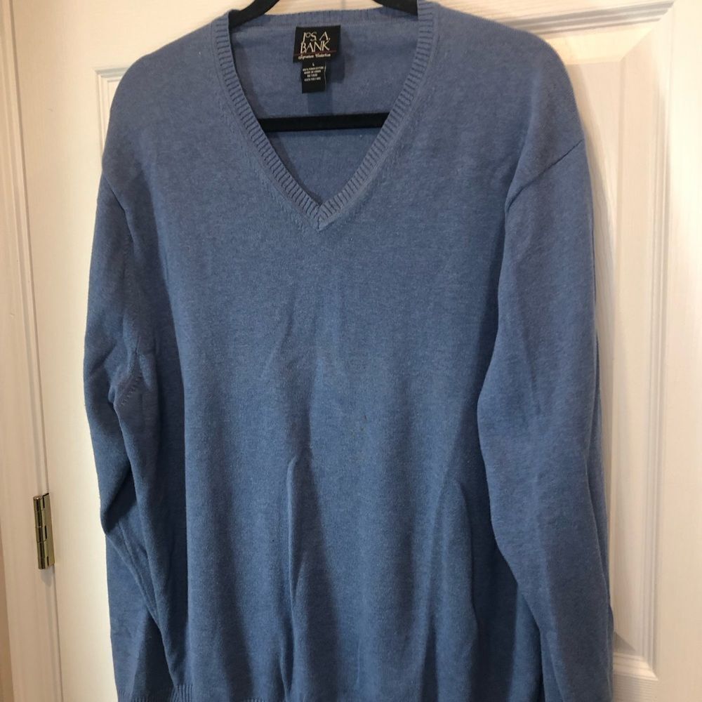 Jos. A. Bank Pima Cotton long sleeve v neck sweater size large - Picture 2 of 7